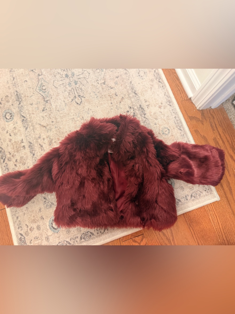 Janie and Jack Girls Faux Fur Jacket in Deep Burgundy
